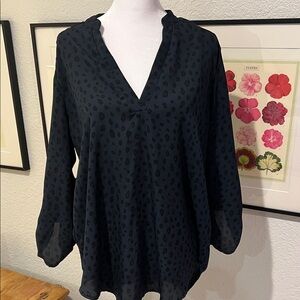 Navy Patterned Women's Top